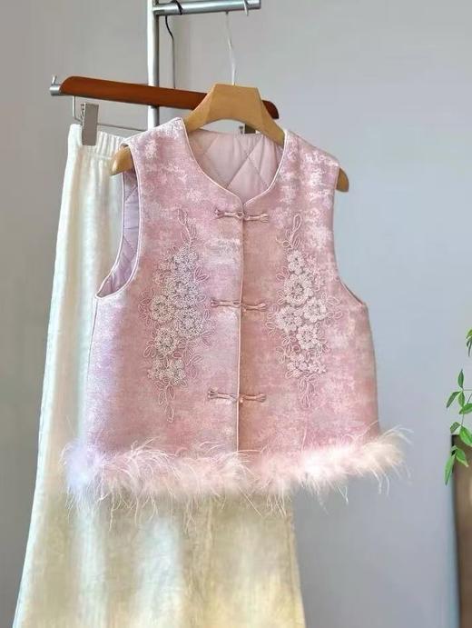 女装25秋冬新品新中式带闪珠毛边棉马甲2217-4322613 商品图2