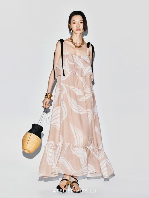 【绯露花园】品牌定染印花层次飘片吊带长裙 商品图4