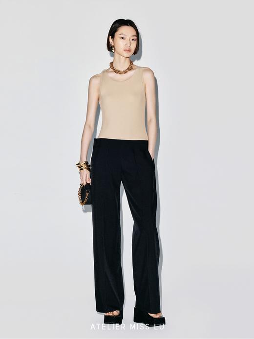 【日升轨迹】弹力针织拼接垂感阔腿连体裤 商品图2