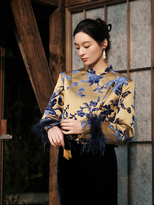 盛唐牡丹 | 富贵牡丹真丝漳缎短外套 商品图1