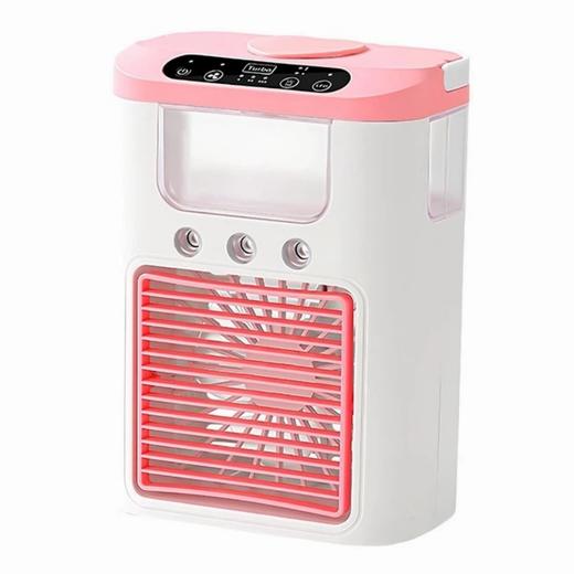 喷雾风扇 加湿器桌面冷风机 办公室静音学生宿舍小型电扇 USB充电式 粉色 商品图1