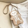 有趣可爱的骨架印花女士肩包可调节肩带女士拉链邮差包 适合万圣节派对出游 卡其色 商品缩略图1