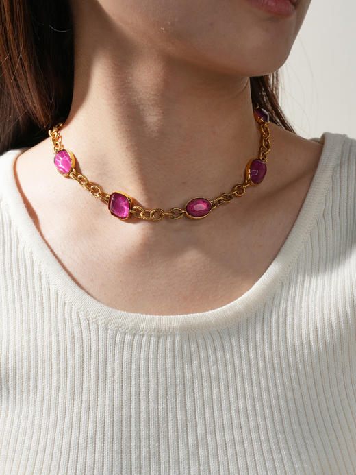 北京仓｜Goossens Paris-Cabochons-粉红系宝石 项链［法国设计师］ 商品图8