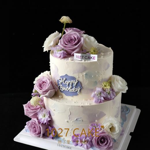 1027CAKE |  紫色系鲜花蛋糕 双层 女士（需提前2-3下单） 商品图1