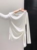 现货清【自营】~王炸爆款 超舒服！！莫代尔棉一字肩不规则设计感开叉上衣02506-喜出 商品缩略图1
