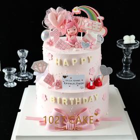 1027CAKE | 双层 翻糖装饰 小公主 周岁蛋糕