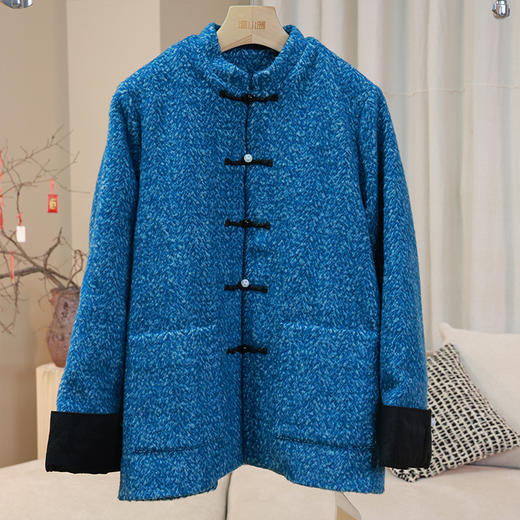 【抖音专属】新中式短款羊毛大衣（25801223騏驎） 商品图0