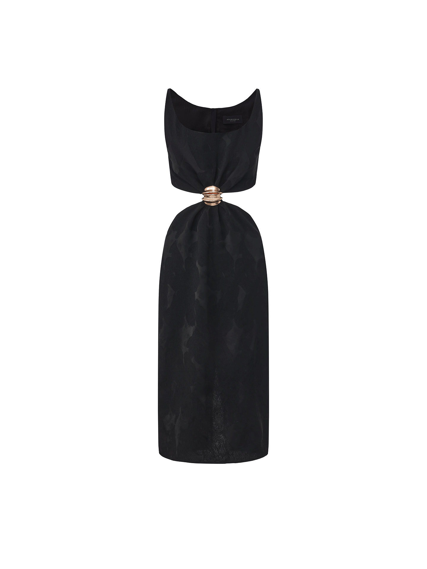 【夏日光隙】贝壳样式金属装饰露腰肌理醋酸连衣裙