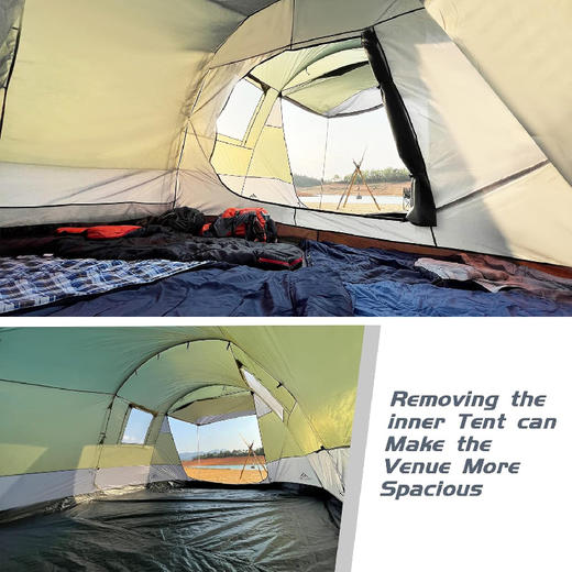 美国 Forceatt 大空间舱式家庭露营帐篷 防水防风 带分体式雨棚和窗帘 X0033ZLYEL 商品图2