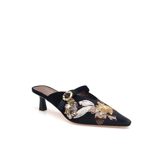 豪麟名鞋迪嘉女鞋穆勒鞋织物DJYYA61WB008黑色 商品图0