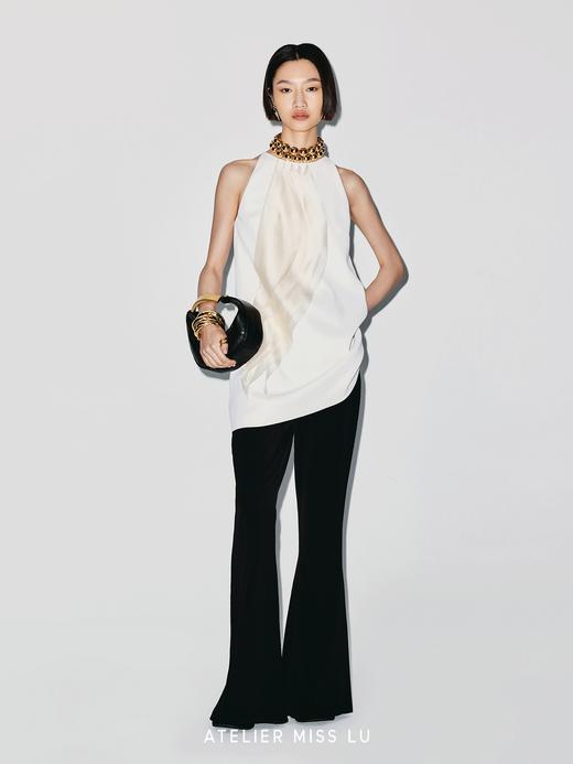 【天使之翼】圆弧薄纱层叠拼接设计微A字连衣裙 商品图3