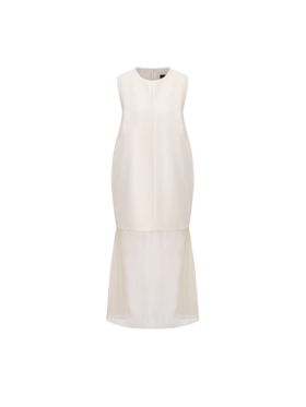 【日光倾城】薄纱拼接设计无袖廓形连衣裙