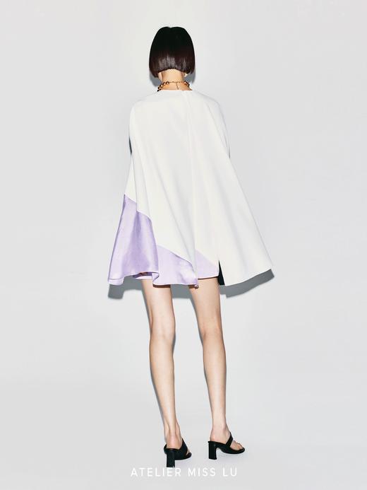 【糖霜香芋】撞色几何分割开衩飘袖连衣裙 商品图4