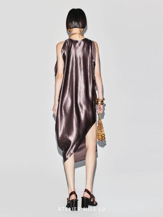 【宙斯之袍】不规则立裁垂褶设计醋酸廓形连衣裙 商品图4