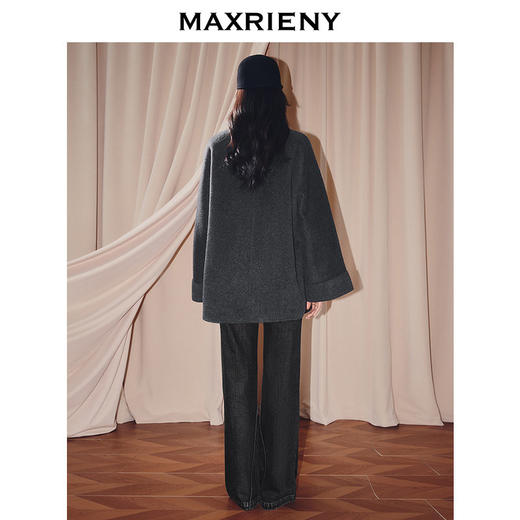天虹发货：MAXRIENY格雷系穿搭a字廓形羊毛大衣25冬款英伦风单排扣毛呢外套(货号:MS86CT503) 商品图2