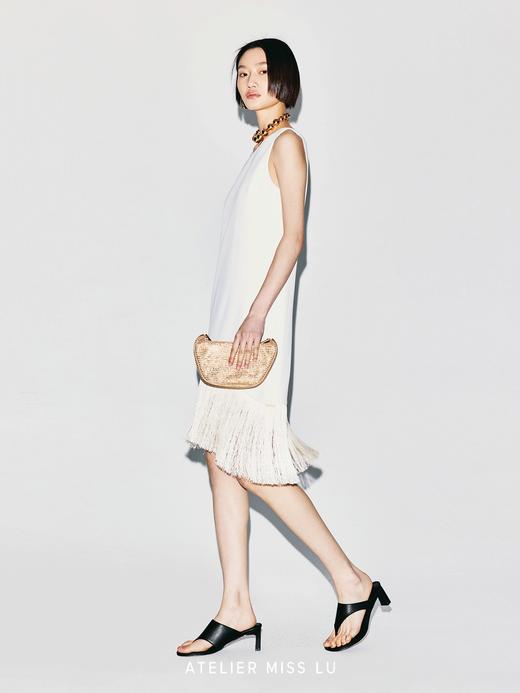 【不如跳舞】下摆圆弧流苏拼接无袖直身连衣裙 商品图4