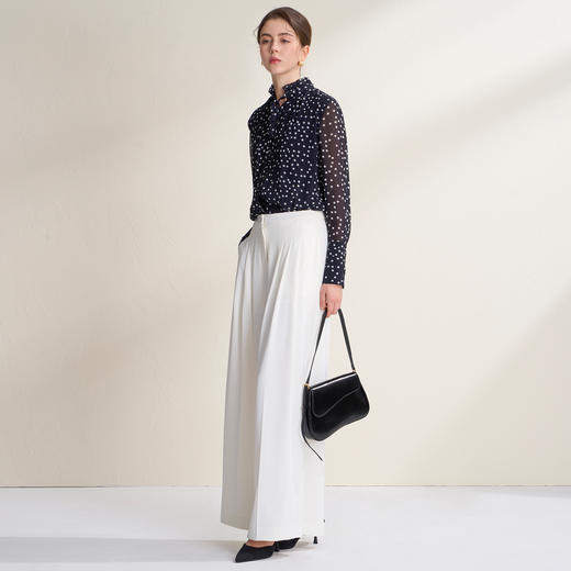 EITIE爱特爱法式复古波点花边立领优雅百搭雪纺衫上衣2026春新款A2609103 商品图3