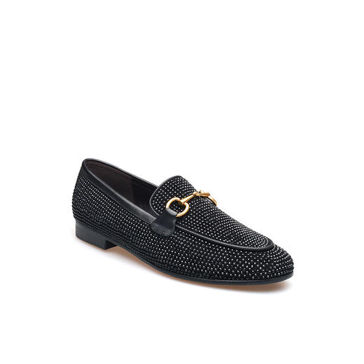 豪麟名鞋迪嘉女鞋乐福鞋羊反绒面革DJHJA61WS001黑色 商品图0