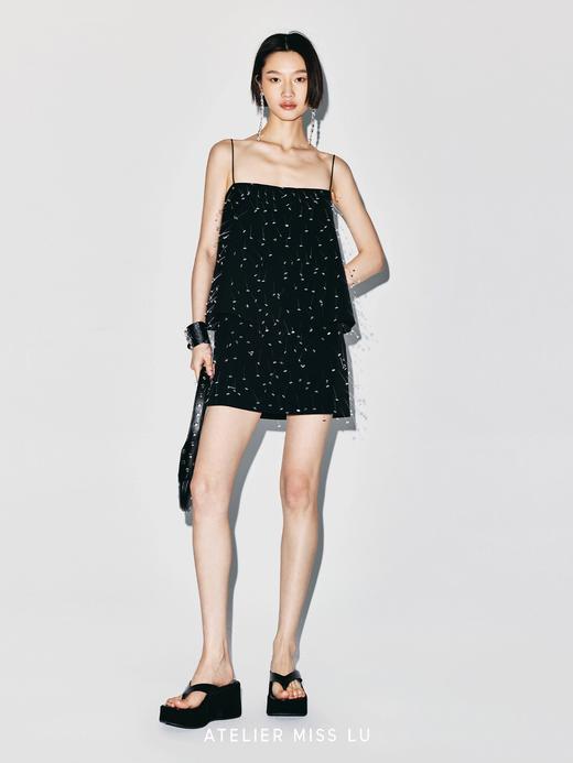 【耶诞星光】标签挂饰设计层次拼接吊带连衣裙 商品图1