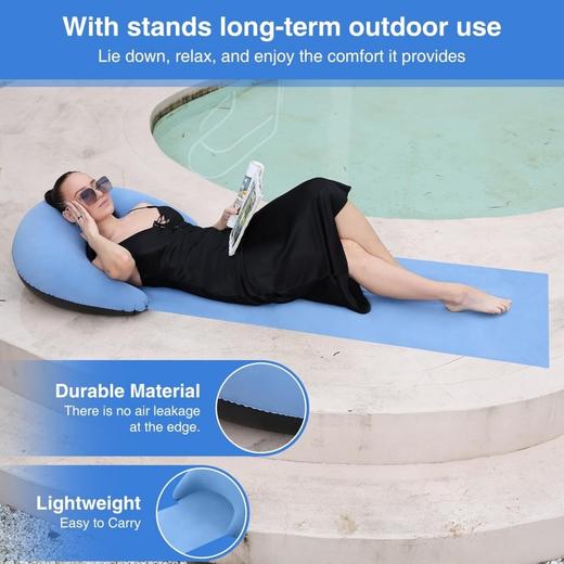 美国 充气PVC沙滩垫 防水野餐便携露营垫 适合户外旅行海滩和家庭使用 商品图4