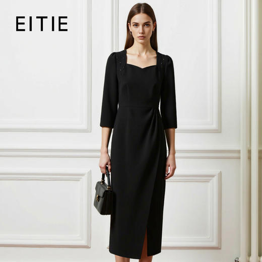 EITIE爱特爱春节新款高级感显瘦过膝订婚敬酒服宴会礼服连衣裙8177804 商品图1