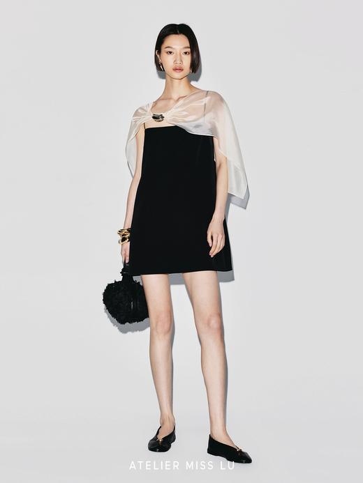 【月下巡游】贝壳样式金属装饰披风吊带小A字连衣裙 商品图3