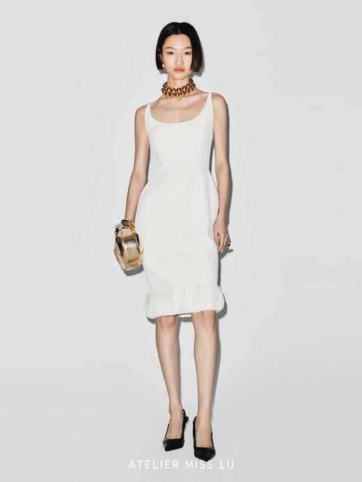 【蜜桃白瓷】层叠半圆薄纱拼接蜜桃廓形吊带连衣裙 商品图1