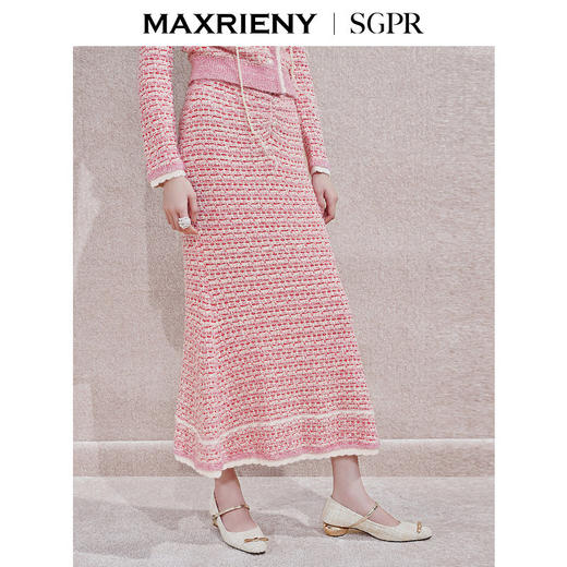 天虹发货【商场同款】MAXRIENY浪漫复古感针织半裙修身收腰鱼尾长裙(货号:MS85SK755) 商品图2