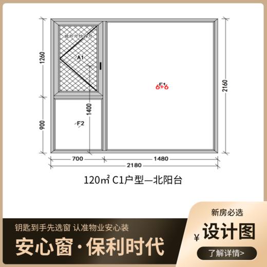 物业安心窗_C1户型（120m²）（2-6、9、11-13栋）_南北阳台【湖南】【北中心保利时代】 商品图1