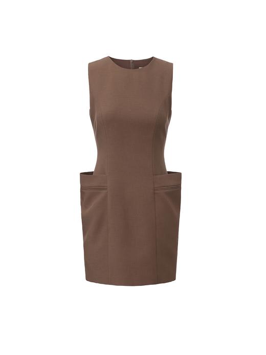 【自在拿铁】造型大口袋设计修身连衣裙 商品图0