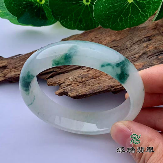 派瑞翡翠 翡翠手镯 糯种 绿色 飘花 商品图2