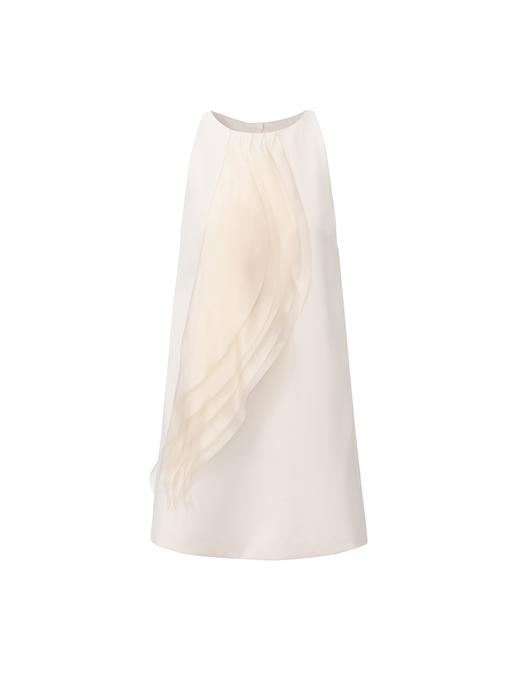 【天使之翼】圆弧薄纱层叠拼接设计微A字连衣裙 商品图0