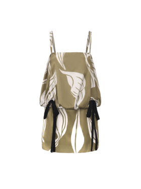 【薄荷新芽】品牌定染印花花苞吊带短款连衣裙