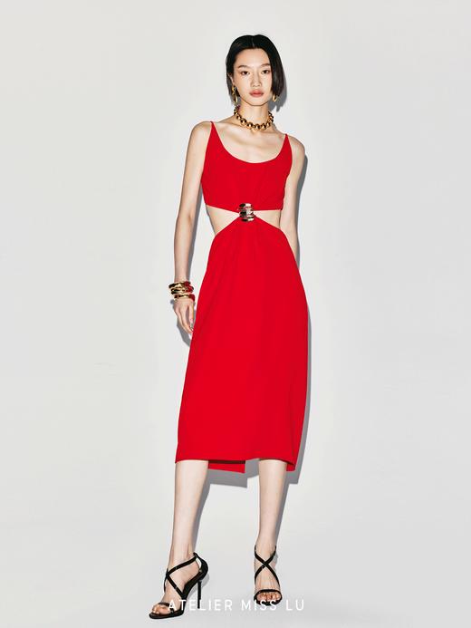 【燃情夏日】贝壳样式金属装饰露腰连衣裙 商品图1