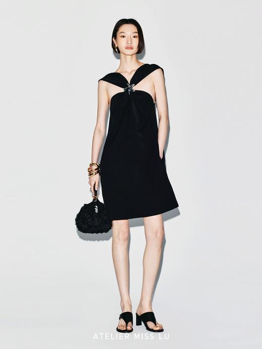 【星星轨迹】海星样式金属装饰层次肩带设计A字连衣裙 商品图1