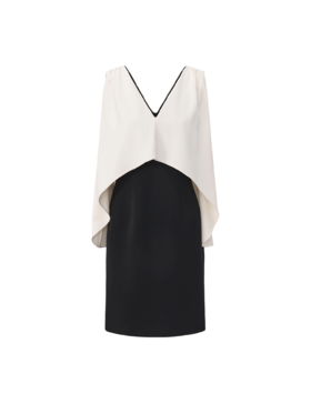 【云幕骑士】撞色飘逸斗篷拼接设计小A字连衣裙