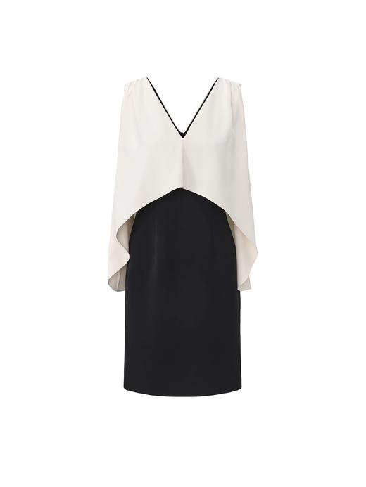 【云幕骑士】撞色飘逸斗篷拼接设计小A字连衣裙 商品图0