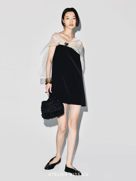 【月下巡游】贝壳样式金属装饰披风吊带小A字连衣裙 商品图1