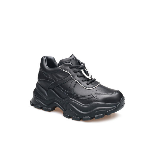 豪麟名鞋迪嘉女鞋时尚老爹鞋牛皮革DJJGA61WX006黑色 商品图0