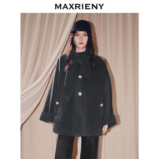 天虹发货：MAXRIENY格雷系穿搭a字廓形羊毛大衣25冬款英伦风单排扣毛呢外套(货号:MS86CT503) 商品图1