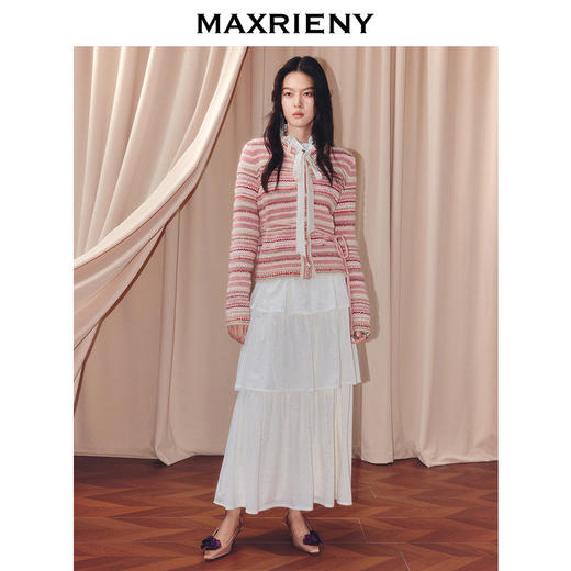 天虹发货：MAXRIENY欧若风穿搭条纹毛针织衫25冬款费尔岛风针织长袖上衣女(货号:MS86SW521) 商品图1