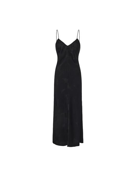 【永夜星缎】肌理醋酸露背吊带连衣裙 商品图0