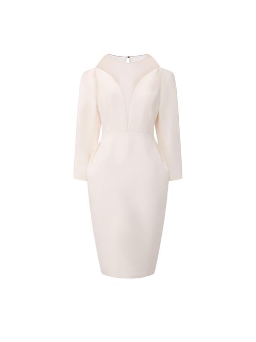 【夏至郁金香】大弧线薄纱拼接深V收腰连衣裙 商品图0