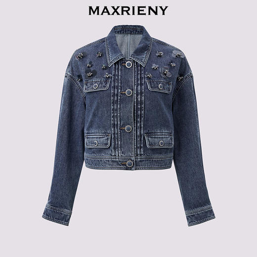 玛克门店发货：MAXRIENY精致复古h型牛仔外套女25春新款(货号:MC86JA045) 商品图4
