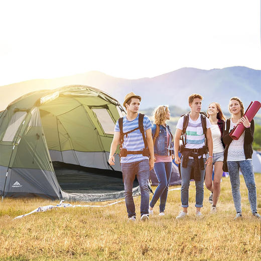 美国 Forceatt 大空间舱式家庭露营帐篷 防水防风 带分体式雨棚和窗帘 X0033ZLYEL 商品图6