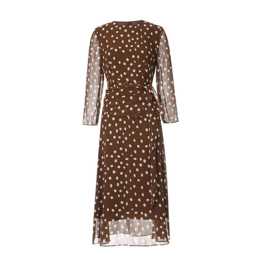 EITIE爱特爱复古棕色波点收腰显瘦气质圆领连衣裙2026春季新款A2607119 商品图5