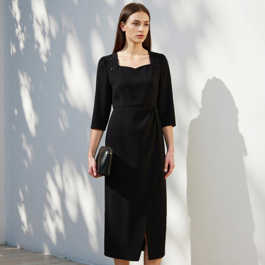 EITIE爱特爱春节新款高级感显瘦过膝订婚敬酒服宴会礼服连衣裙8177804 商品图7