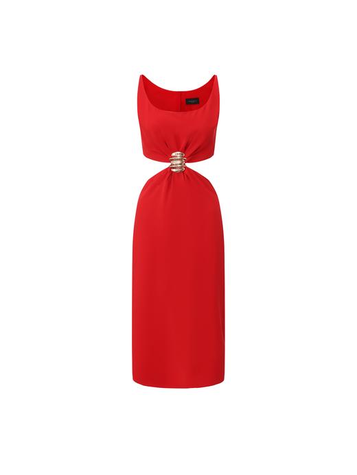 【燃情夏日】贝壳样式金属装饰露腰连衣裙 商品图0