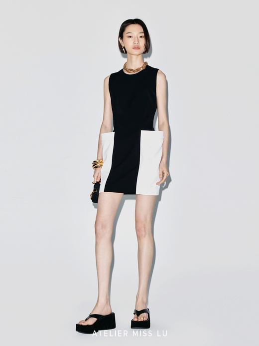 【自在方糖】撞色造型大口袋设计修身连衣裙 商品图2