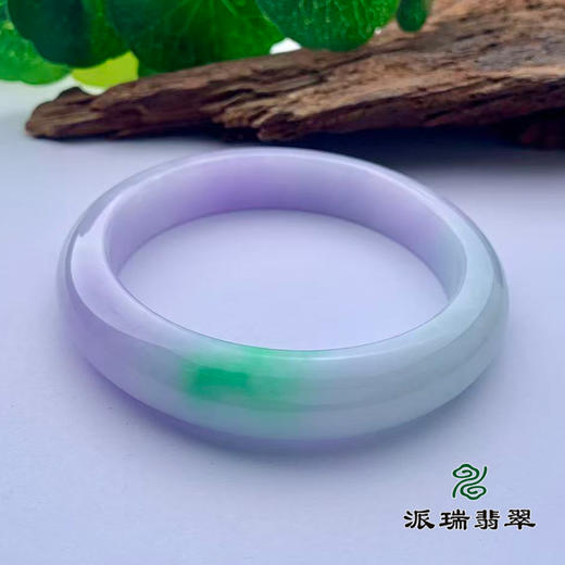 派瑞翡翠 翡翠手镯 糯种 绿色 紫色 商品图3